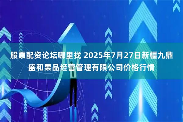 股票配资论坛哪里找 2025年7月27日新疆九鼎盛和果品经营管理有限公司价格行情